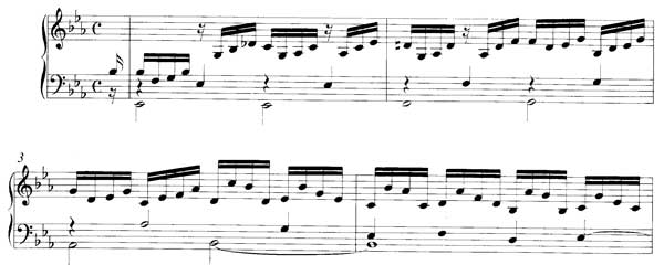 И.С. Бах. Аллеманда, такты 1–5