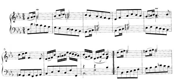 И.С. Бах. Сарабанда, такты 1–10
